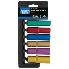 Draper Expert Metric Coloured Deep Socket Set, 1/2" Sq. Dr. (6 Piece) (50541)