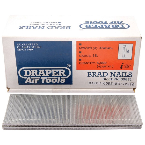 Draper 45mm Brad Nails (5000) Draper 45mm Brad Nails (5000)