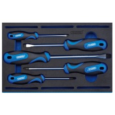 Draper Soft Grip Screwdriver Set in 1/4 Drawer EVA Insert Tray (5 Piece)