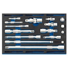 Draper Extension Bar, Universal Joints and Socket Convertor Set 1/4 Drawer EVA Insert Tray (16 Piece)