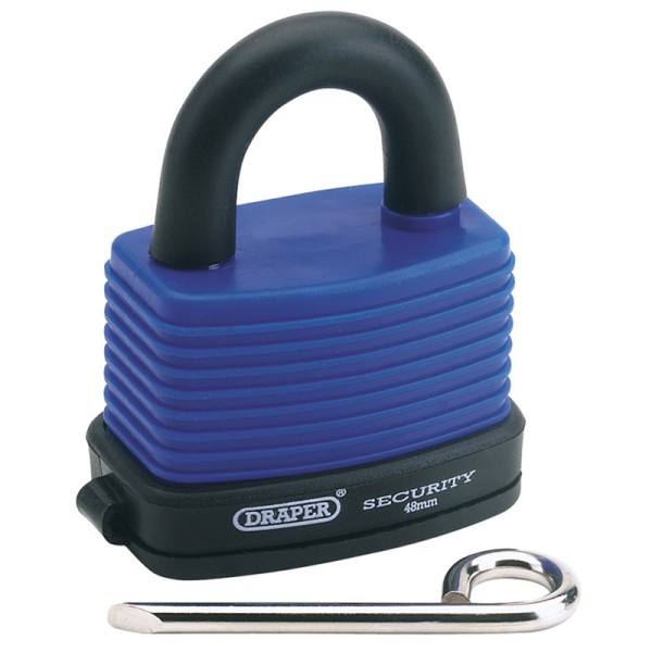 Draper 48mm Resetable 4 Number Combination Laminated Steel Padlock and Bumper Draper 48mm Resetable 4 Number Combination Laminated Steel Padlock and Bumper