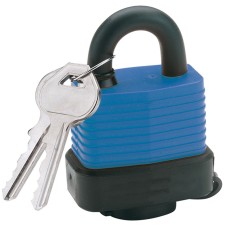 Draper 45mm Laminated Steel Padlock and 2 Keys with Hardened Steel Shackle and Bumper