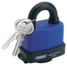 Draper 54mm Laminated Steel Padlock and 2 Keys with Hardened Steel Shackle and Bumper