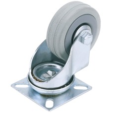 Draper 75mm Dia. Swivel Plate Fixing Rubber Castor - S.W.L 70Kg