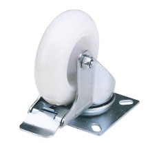 Draper 75mm Dia. Swivel Plate Fixing Nylon Wheel with Brake - S.W.L. 70Kg