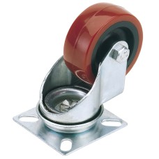 Draper 75mm Dia. Swivel Plate Fixing Polyurethane Wheel - S.W.L. 70Kg