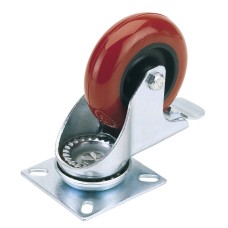 Draper 75mm Dia. Swivel Plate Fixing Polyurethane Wheel with Brake - S.W.L. 70Kg