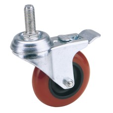 Draper 75mm Dia. Swivel Bolt Fixing Polyurethane Wheel with Brake - S.W.L. 70Kg