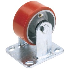 Draper 100mm Dia. Fixed Plate Fixing Heavy Duty Polyurethane Wheel - S.W.L. 250Kg