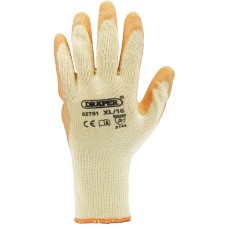 Draper Pack of Ten, Orange Heavy Duty Latex Coated Work Gloves - Extra Large