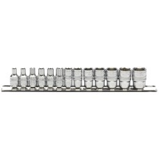 Draper EXPERT 1/4" Sq. Dr. Metric Socket Set on Metal Rail (13 Piece)