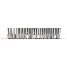 Draper EXPERT 3/8" Sq. Dr. Metric Deep Socket Set on Metal Rail (15 Piece)