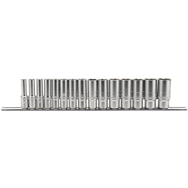 Draper EXPERT 3/8" Sq. Dr. Metric Deep Socket Set on Metal Rail (15 Piece) Draper EXPERT 3/8" Sq. Dr. Metric Deep Socket Set on Metal Rail (15 Piece)
