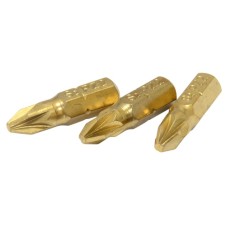 TALATools TiN Coated Screwdriver Bits Pozidriv PZ2 25mm (Pack 3) TALATools TiN Coated Screwdriver Bits Pozidriv PZ2 25mm (Pack 3)