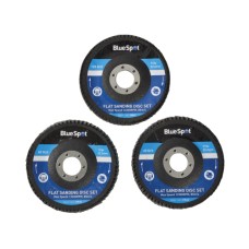 BlueSpot Tools Sanding Flap Disc Set 3 Piece 115mm (4.1/2in)