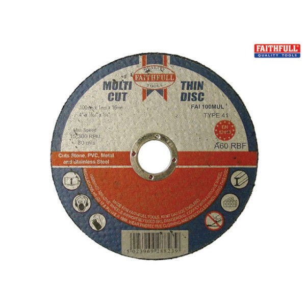 Faithfull Multi-Cut Cutting Discs 100 x 1.0 x 16mm (Pack of 10) Faithfull Multi-Cut Cutting Discs 100 x 1.0 x 16mm (Pack of 10)