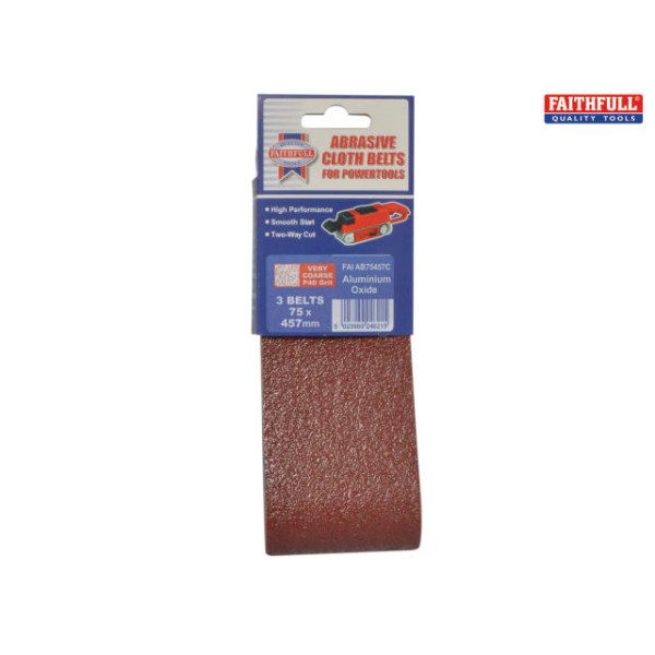 Faithfull Cloth Sanding Belt 457 x 75mm 60g (Pack of 3) Faithfull Cloth Sanding Belt 457 x 75mm 60g (Pack of 3)