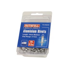 Faithfull Aluminium Rivets 3.2mm x 10mm Medium Pre-Pack of 100 Faithfull Aluminium Rivets 3.2mm x 10mm Medium Pre-Pack of 100