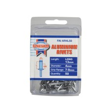 Faithfull Aluminium Rivets 4mm x 13mm Long Pre-Pack of 50 Faithfull Aluminium Rivets 4mm x 13mm Long Pre-Pack of 50