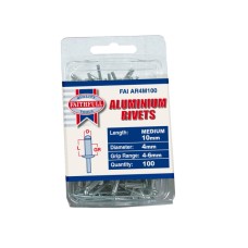 Faithfull Aluminium Rivets 4mm x 10mm Medium Pre-Pack of 100 Faithfull Aluminium Rivets 4mm x 10mm Medium Pre-Pack of 100