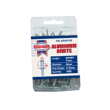 Faithfull Aluminium Rivets 4mm x 7mm Short Pre-Pack of 100 Faithfull Aluminium Rivets 4mm x 7mm Short Pre-Pack of 100