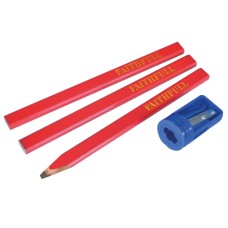 Faithfull Carpenter's Pencils Red (Pack of 3 + Sharpener) Faithfull Carpenter's Pencils Red (Pack of 3 + Sharpener)