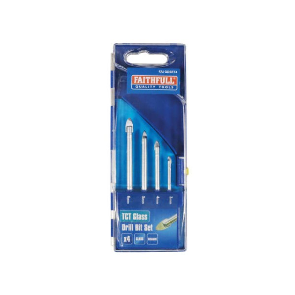 Faithfull Tile & Glass Drill Bit Set of 4 (3-6mm) Faithfull Tile & Glass Drill Bit Set of 4 (3-6mm)