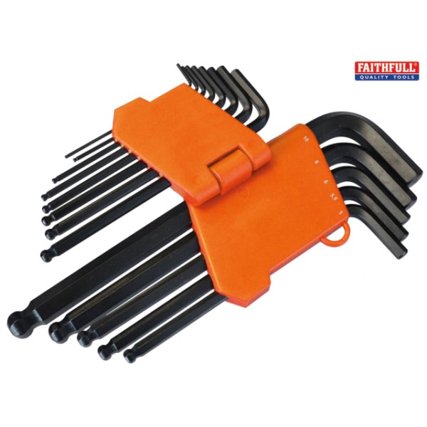 Faithfull Ball End Hexagon Key Long Arm Set of 13 Metric (1.3-10mm) Faithfull Ball End Hexagon Key Long Arm Set of 13 Metric (1.3-10mm)