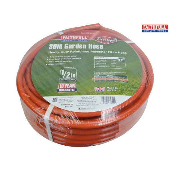 Faithfull Prestige Heavy-Duty Garden Hose 30m 12.5mm (1/2in) Diameter Faithfull Prestige Heavy-Duty Garden Hose 30m 12.5mm (1/2in) Diameter