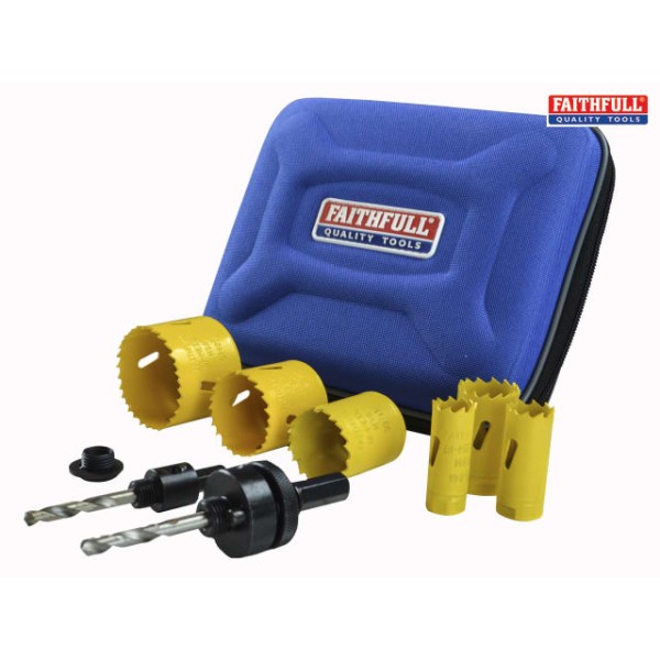 Faithfull Universal Varipitch Holesaw Plumber's Kit 9 Piece 19-57mm Faithfull Universal Varipitch Holesaw Plumber's Kit 9 Piece 19-57mm