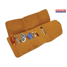 Faithfull 10 Pocket Leather Tool Roll 48 x 27cm
