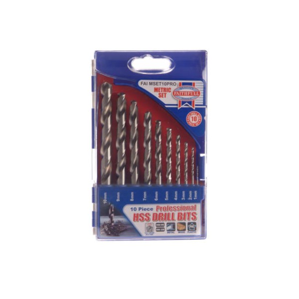 Faithfull HSS Drill Bit Set of 10 M2 1 - 10mm Faithfull HSS Drill Bit Set of 10 M2 1 - 10mm