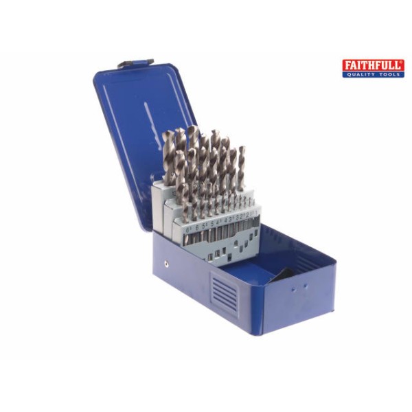 Faithfull HSS Drill Bit Set of 25 M2 1 - 13mm & Case Faithfull HSS Drill Bit Set of 25 M2 1 - 13mm & Case