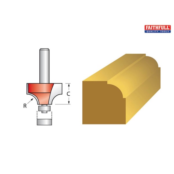 Faithfull Router Bit TCT 6.5mm Rounding Over 1/4in Shank Faithfull Router Bit TCT 6.5mm Rounding Over 1/4in Shank