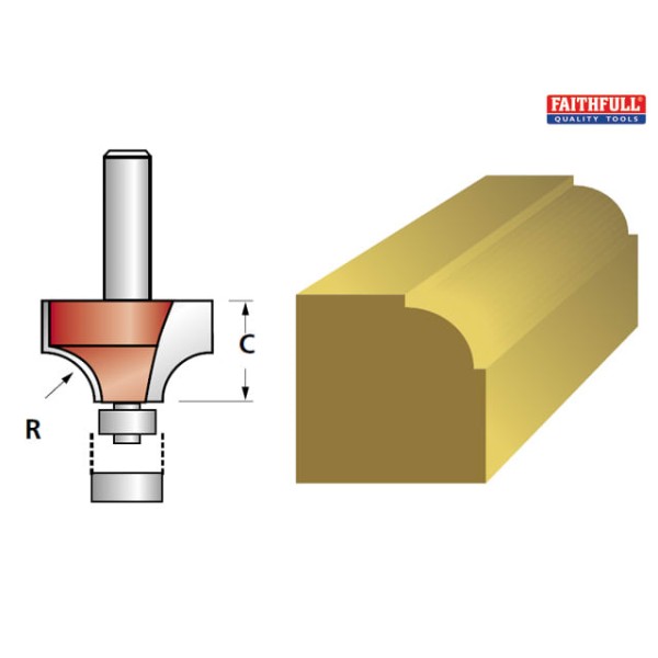 Faithfull Router Bit TCT 6.5mm Rounding Over 1/4in Shank Faithfull Router Bit TCT 6.5mm Rounding Over 1/4in Shank
