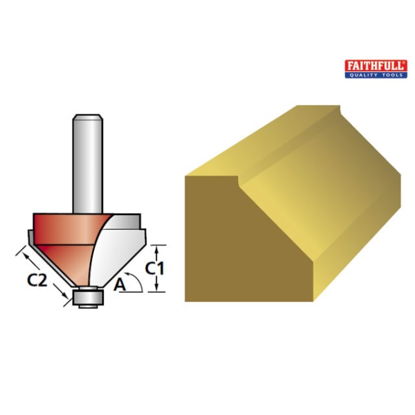 Faithfull Router Bit TCT 45° Chamfer 1/4in Shank Faithfull Router Bit TCT 45° Chamfer 1/4in Shank