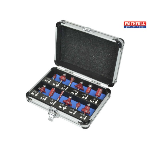 Faithfull Router Bit Set of 12 TCT 1/4in Shank Faithfull Router Bit Set of 12 TCT 1/4in Shank