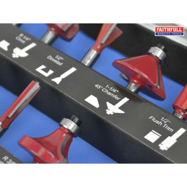 Faithfull Router Bit Set of 12 TCT 1/4in Shank Faithfull Router Bit Set of 12 TCT 1/4in Shank