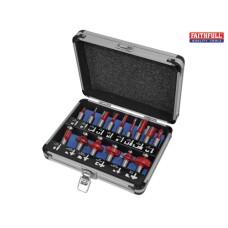 Faithfull Router Bit Set of 15 TCT 1/2in Shank