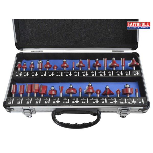 Faithfull Router Bit Set of 30 TCT 1/4in Shank Faithfull Router Bit Set of 30 TCT 1/4in Shank