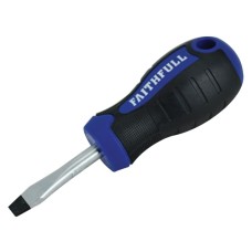 Faithfull Soft Grip Screwdriver Slotted Flared Tip 6.5 x 38mm Stubby