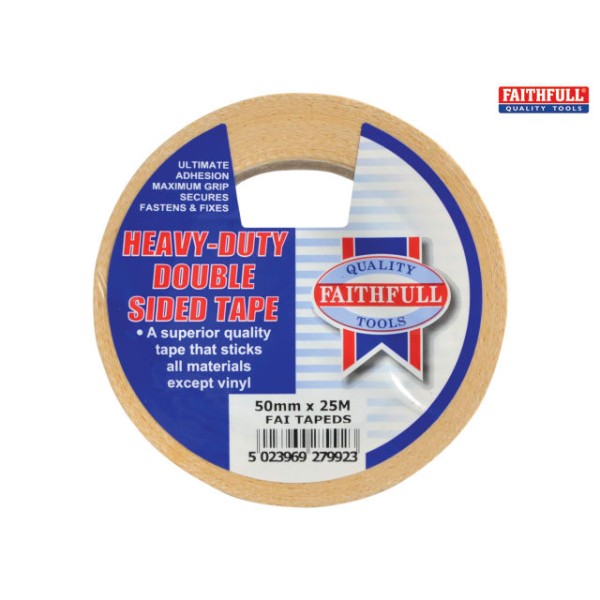 Faithfull Double Sided Tape Heavy-Duty 50mm x 25m Faithfull Double Sided Tape Heavy-Duty 50mm x 25m