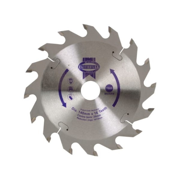 Faithfull TCT Circular Saw Blade 140 x 20mm x 16T POS Faithfull TCT Circular Saw Blade 140 x 20mm x 16T POS