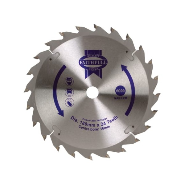 Faithfull TCT Circular Saw Blade 180 x 16mm x 24T POS Faithfull TCT Circular Saw Blade 180 x 16mm x 24T POS