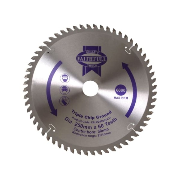 Faithfull TCT Circular Saw Blade Triple Chip Ground 250 x 30mm x 60T NEG Faithfull TCT Circular Saw Blade Triple Chip Ground 250 x 30mm x 60T NEG
