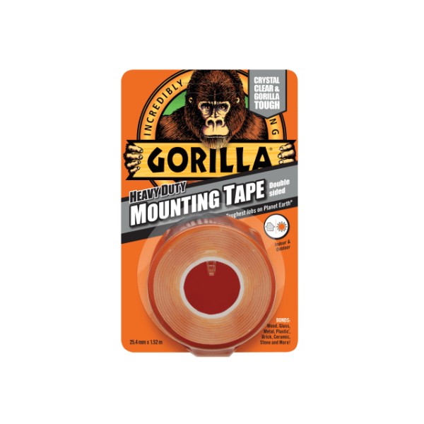 Gorilla Glue Gorilla Heavy-Duty Double Sided Clear Mounting Tape 25.4mm x 1.52m Gorilla Glue Gorilla Heavy-Duty Double Sided Clear Mounting Tape 25.4mm x 1.52m