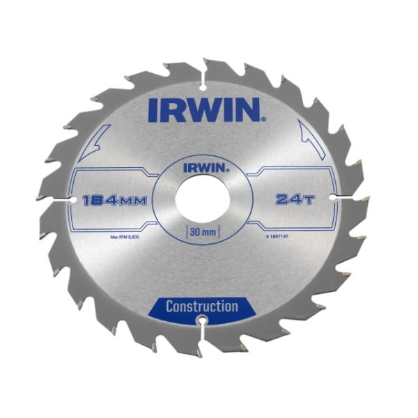 Irwin Tools Construction Circular Saw Blade 184 x 30mm x 24T ATB Irwin Tools Construction Circular Saw Blade 184 x 30mm x 24T ATB
