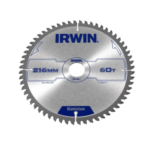 Irwin Tools Professional Aluminium Circular Saw Blade 216 x 30mm x 60T TCG Irwin Tools Professional Aluminium Circular Saw Blade 216 x 30mm x 60T TCG