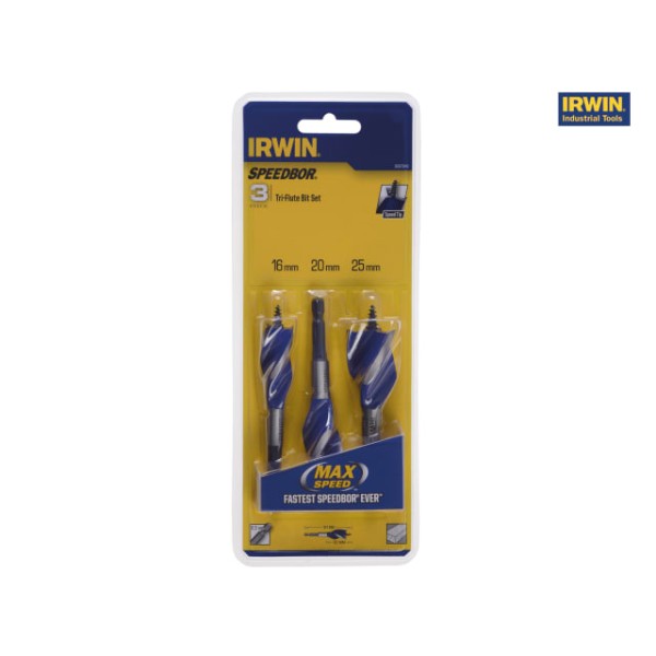 Irwin Tools 6X Blue Groove Stubby Wood Bit Set 3 Piece 16-25mm Irwin Tools 6X Blue Groove Stubby Wood Bit Set 3 Piece 16-25mm
