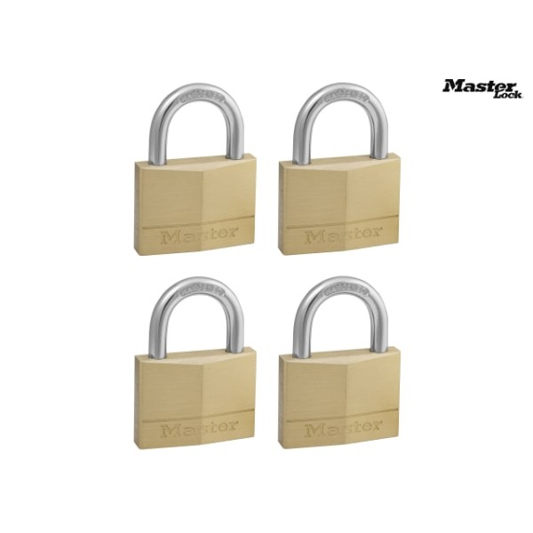 MasterLock Solid Brass 50mm Padlock 5-Pin - Keyed Alike x 4 MasterLock Solid Brass 50mm Padlock 5-Pin - Keyed Alike x 4